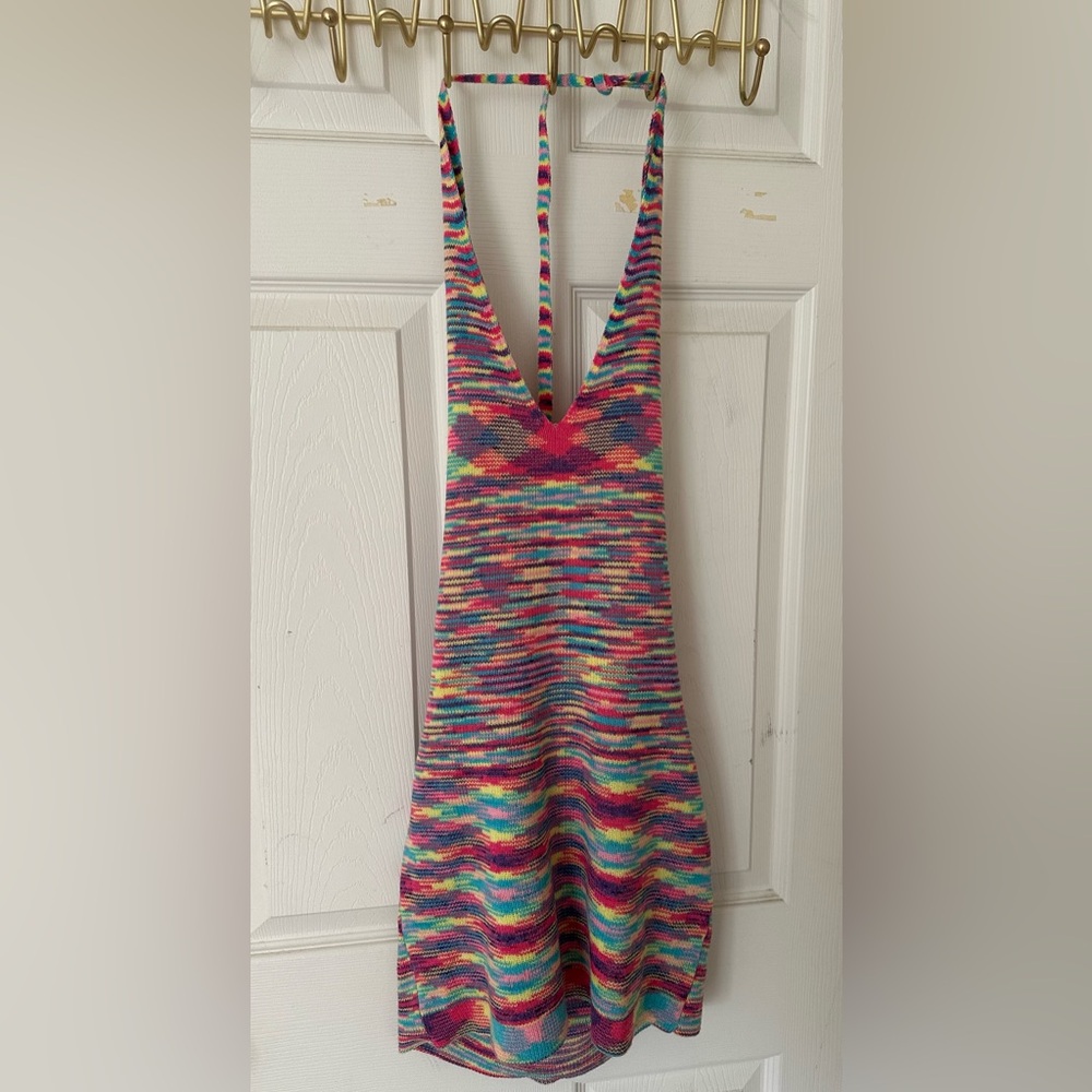 Vibrant Multicolor Backless Knit Dress